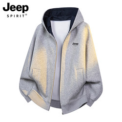Jeep Hooded Jacket for Men and Women 2026 New Spring and Autum Youth Loose Top Cardigan Cotton Fleece-Lined Sweatshirt