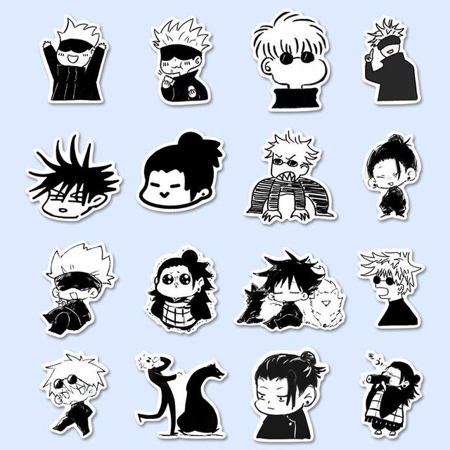 126 cartoon cute spell battle black and white stickers Q version small ...