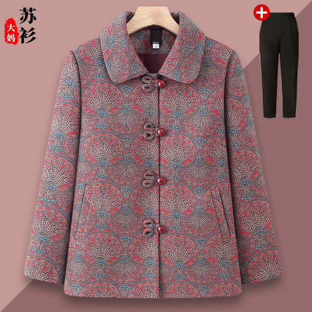 Grandma wears autumn coat for women 70 years old 80 years old clothes for old ladies middle-aged and elderly mother wears spring and autumn coat tops
