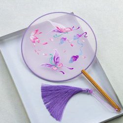 Chinese Traditional Embroidered Round Fan Finished Product, Retro Vintage Style, Suitable for Hanfu, Cheongsam, Runway Shows, Silk Dance, Su Embroidery Round Fan