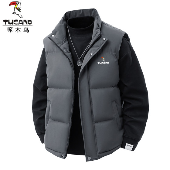 
Woodpecker Winter Down Cotton Vest Men's Large Size Warm Vest Thickened Stand-up Collar Vest Jacket