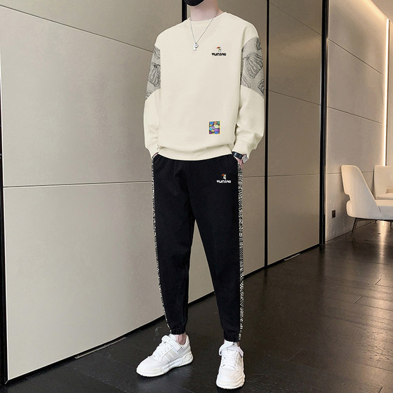 
Woodpecker casual sports suit men's spring and autumn trendy loose and versatile sweatshirt and trousers set with handsome look