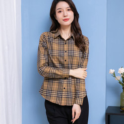 Classic Plaid Shirt for Women, Long-Sleeved, 2026 Spring and Autumn Style, Retro Cotton Shirt, Slim-Fit Niche Top, Base Layer Shirt