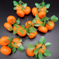 Simulated Plastic Orange String, Fake Sugar Orange, Orange String with Leaves, Fake Fruit Model for Early Education