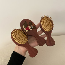 Wooden Hair Comb Is Super Comfortable~ Air Cushion Massage Small Comb, Portable, Anti-Static, Smooth Hair, Cute Air Cushion Comb ins for Home Use