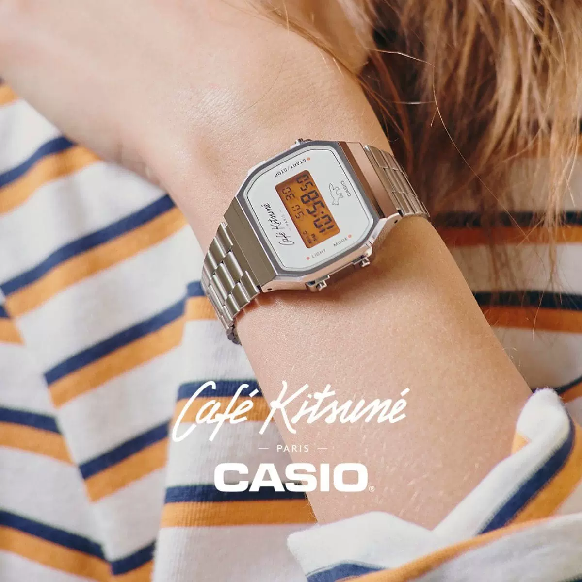 Casio x Café Kitsuné卡西欧联名小狐狸印花复古男女方形手表-Taobao