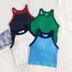 Integrated Chest Pad, Contrasting Color Sports Bra for Women, Shock-Proof, Push-Up, Professional Training, Fitness, Yoga Vest Bra