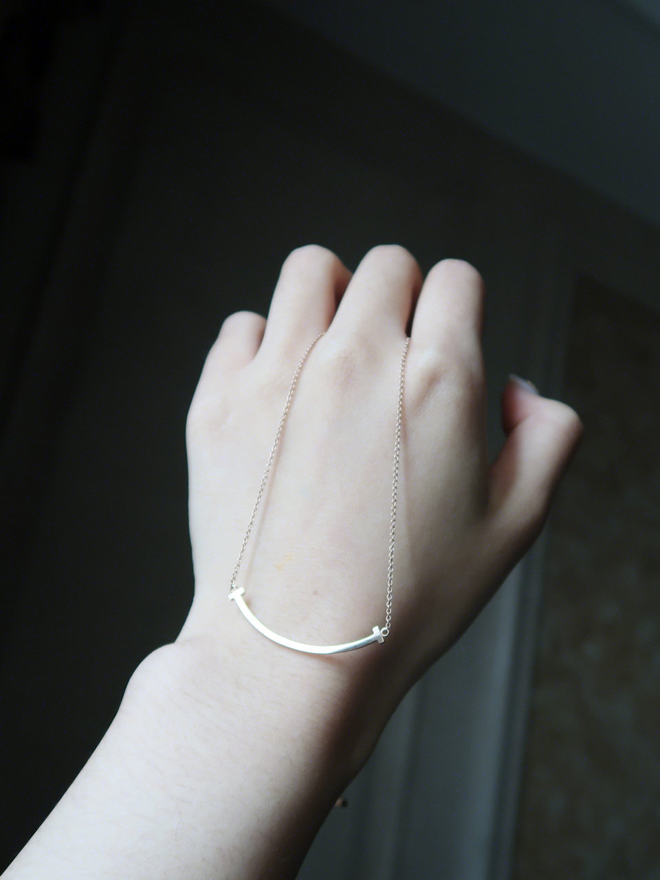 蒂芙尼925银微笑笑脸吊坠项链