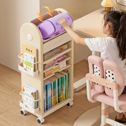 Portable Schoolbag Storage Rack, Book Organizer, Mobile Floor-Standing Trolley, Multi-Layer Large-Capacity Schoolbag Storage Cabinet