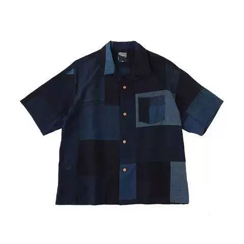 售完】visvim KOFU ICT WALLIS SHIRT拼接日系古布蓝染短袖衬衫-Taobao