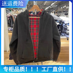 Brandymelody Song Zuer's Same Style Loose Hooded Plaid Lined Zip-Up Cardigan Cotton Jacket Bm Sweatshirt