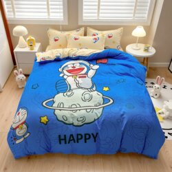 Cotton Cartoon Four-Piece Set of Bed Sheets and Quilt Covers, Pure Cotton Children's Boys' Bedding, Student Dormitory Three-Piece Fitted Sheet Set