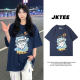 Korean Tibetan blue short -sleeved T -shirt Female niche cute style cartoon reduction, age -shoulder pure cotton student half -sleeved shirt summer
