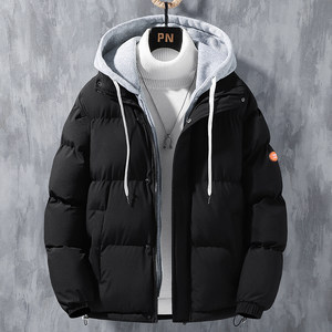 
Fake two-piece lightweight down-padded jacket for men in autumn and winter, trendy brand thickened warm hooded cotton-padded jacket, winter casual jacket