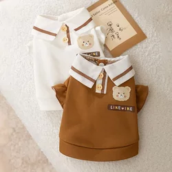 Autumn and winter small dog clothes cartoon bear POLO collar sweatshirt small dog Teddy thin two-legged pet clothing