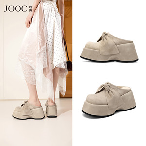 
[Sweetheart Gaomei] JOOC Jiushi Bow Thick-soled Baotou Flip Flops 2026 Spring and Summer New Fashion Birkenstock Shoes for Women