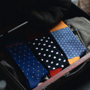 
British Style Dot Striped Socks Gift Box Men's Mid-Tube Socks Retro Light Luxury Boneless Suit Cotton Socks Casual Trendy Socks