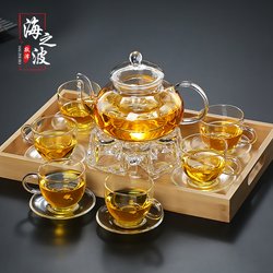 Heat-Resistant Glass Kung Fu Teapot, Flower Teapot, Filter Tea Infuser, Thickened High-Temperature Transparent Tea Set, Household Teacup