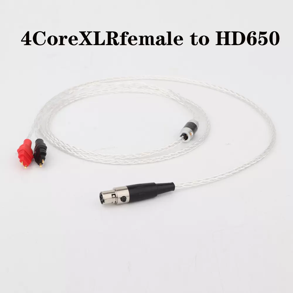 镀银平衡线hd600 hd650 hd660s hd580耳机升级线4芯迷你卡侬插头