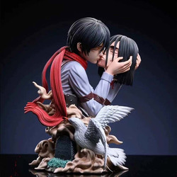 Attack on Titan Death Kiss Mikasa Ackerman Hugging Head Figure Double Statue Model Trendy Ornament Gift