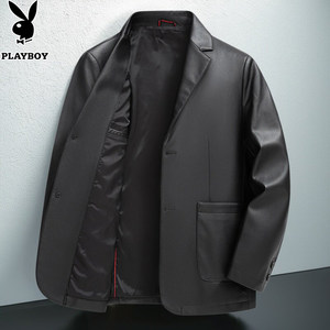 
Playboy 2026 new men's suit collar leather jacket business casual PU leather jacket for young and middle-aged spring and autumn jackets