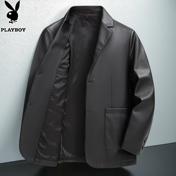 
Playboy 2026 new men's suit collar leather jacket business casual PU leather jacket for young and middle-aged spring and autumn jackets