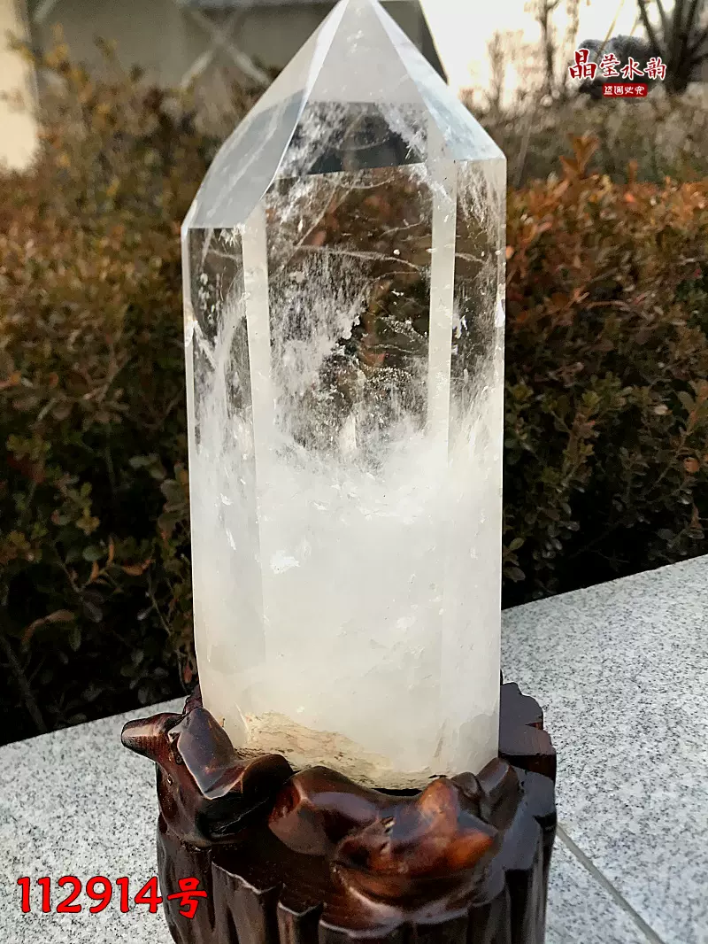 一物一图 天然白水晶柱 纯天然原石打磨 六棱柱 晶体透 摆件 43cm