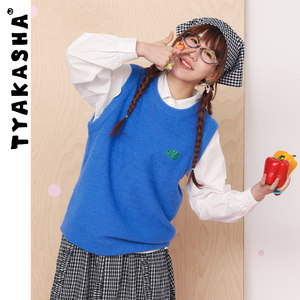 
TYAKASHA Takasha Vest Women's 2026 Spring New Blue Versatile Outerwear Sweater Vest Women's