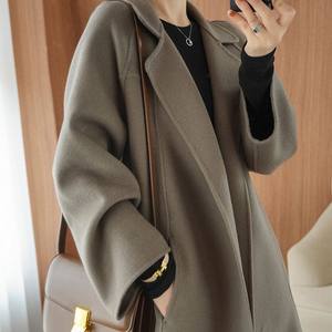 
Double-sided cashmere coat for women's mid-length over-knee loose large-size wool coat autumn and winter temperament high-end