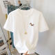 Embroidered pony pure cotton white short-sleeved T-shirt for women 2025 new student large size loose versatile couple outfits for men and women
