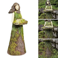 Fairy Tale Forest Girl Bird Feeder Resin Crafts Outdoor Garden Statue Courtyard Lawn Decoration Large Ornament