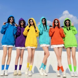 Autumn and Winter Solid Color Hooded Sweatshirt for Men and Women, Thin Fleece-Lined, Sister/Best Friend Outfit, Candy Color, Student Group Uniform, Performance Outfit