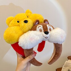 Cute Cartoon Puff Bear Headband, Little Squirrel Rabbit Headband, Plush Girl Hair Accessory, Non-Slip Face Washing Hair Accessory