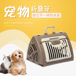 Foldable Small Cat and Dog Pet Box, Pet Travel and Outing Folding Cage, Plastic Flight Box