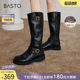 Bestou winter new buckle plus velvet thick sole knight boots small tall boots women's long boots W0819DG4