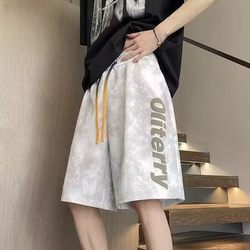 Shorts men's sports summer loose handsome elastic waist large size basketball pants teenagers thin 5-point casual pants
