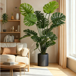 Simulated Monstera with a High-End, Realistic Feel, Indoor Living Room Decoration Next to the Tv Cabinet, Floor-Standing Ornament, Artificial Green Plant Potted Plant