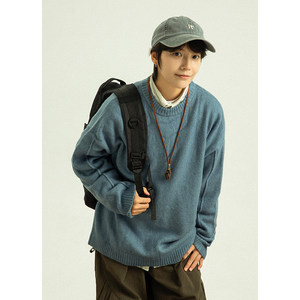 
GoodNorth autumn and winter neutral style round neck pullover solid color sweater for men and women same style lazy loose knitted sweater