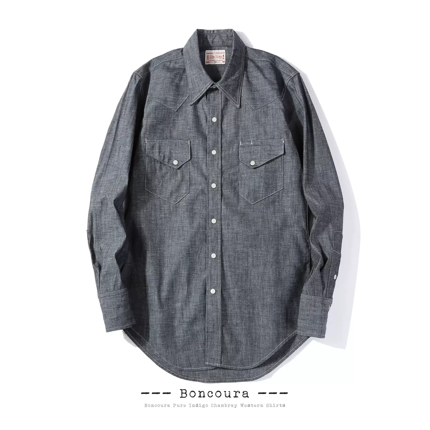 BONCOURA PURE INDIGO CHAMBRAY SHIRT蓝染赤耳青年布西部衬衫-Taobao