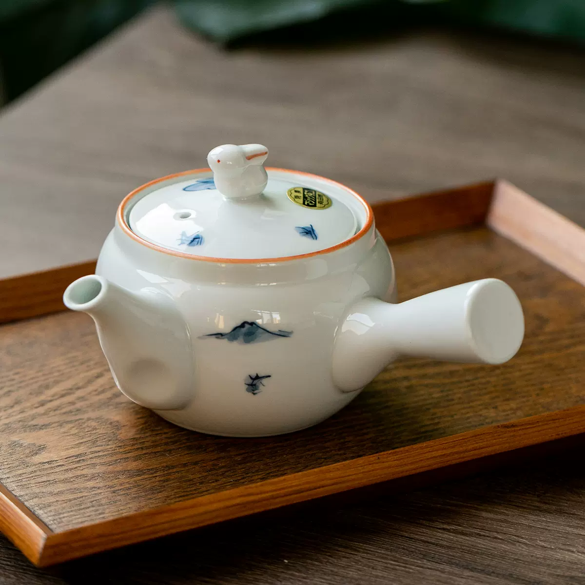 日本進口美濃燒手繪青花兔子茶壺側把壺日式急須泡茶壺帶濾網茶具-Taobao