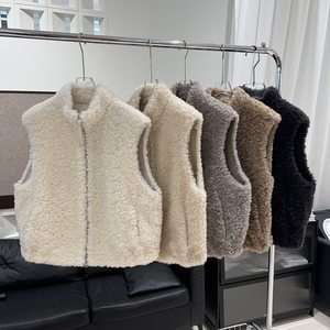 
Not picky, slimming 100% wool stand-up collar fur one-piece sleeveless vest jacket for women autumn and winter grain velvet vest