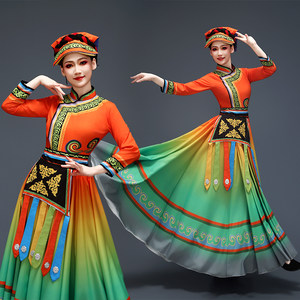 
The story of the new Yi dance costume of the female grandma, Hani Yi dance ethnic minority opening dance big skirt