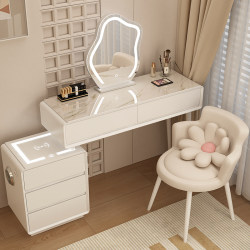 Cream-Style Dressing Table, Solid Wood, Light Luxury, Smart, Modern, Simple, Small Makeup Table, 2025 New Model, Master Bedroom Dressing Table