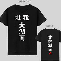 T-Shirt for Young Men with a Strong Hunan Spirit, Protecting Hunan and Guangxi, Featuring a Unique Text Design, Made of Pure Cotton, Trendy