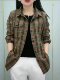 Foreign trade big name leaks large size pure cotton plaid shirt female mandarin is thin casual wild long -sleeved jacket
