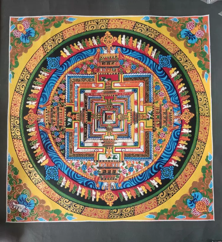 時輪壇城　手描き描金　唐卡　黒金色絵画　仏教　お寺　美術品 骨董品　縁起物　菩薩 Amazon.co.jp: 時輪壇城 手描き描金 唐卡 黒金色絵画 仏教 お寺