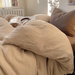 Four-Piece Bed Sheet and Duvet Cover Set, Bubble Gauze Dormitory Bed Three-Piece Bedding Set, Non-Cotton, Pure Cotton, 2025 New Winter Model