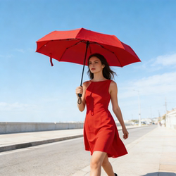 Red Umbrella for Weddings, Used by the Bride for Marriage Ceremonies, Large Red Folding Umbrella, Chinese Red Prop, Long-Handled Umbrella