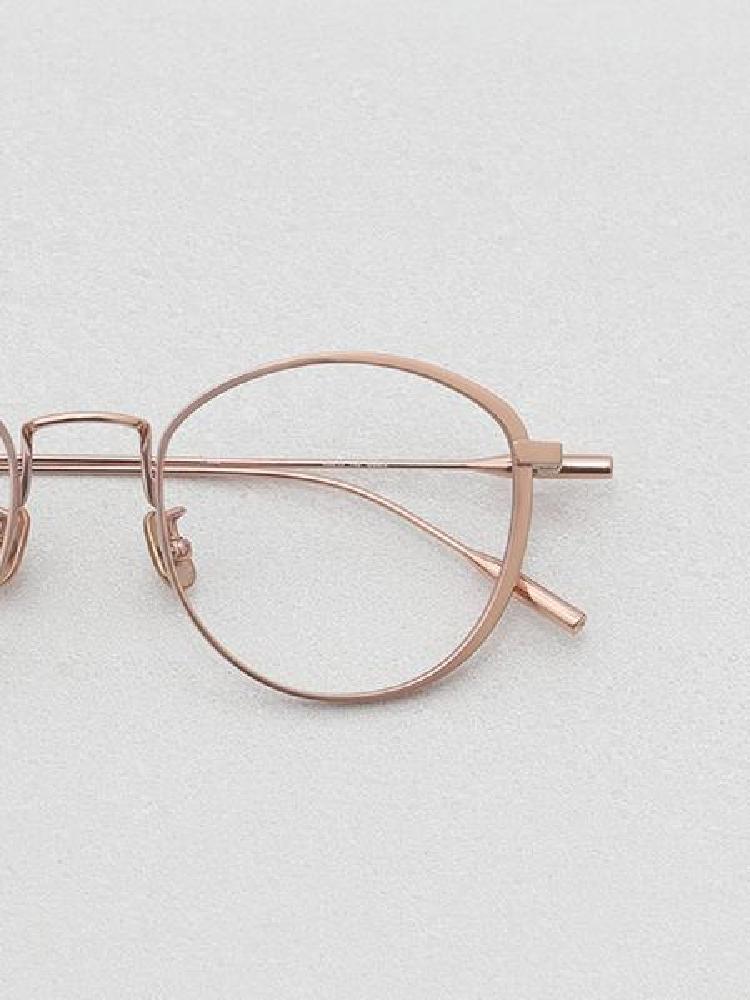 日本进口轻奢设计粉金色近视眼镜架