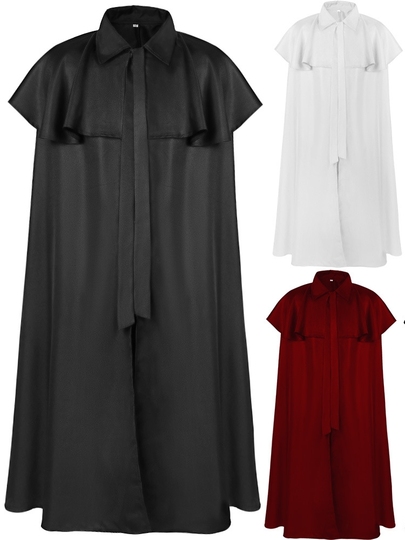 Yuemikeshi 中世の魔法使いのケープ - 無地のフード付きマント